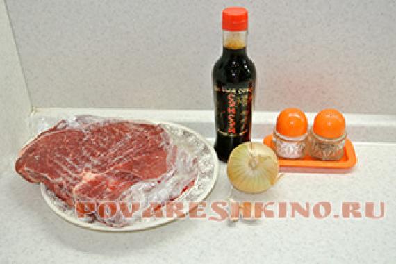 Marināde liellopu gaļai no sojas mērces Recepte liellopa gaļas pagatavošanai sojas mērcē